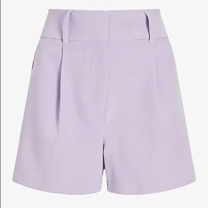 EXPRESS Super High Waisted Tailored Pleated Shorts (Lilac Purple)